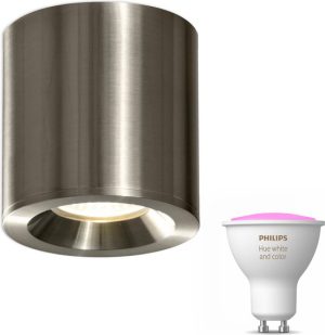 Acb iluminacion Vanduo opbouwspot - LED -  zilver - 1 lichtpunt - Incl. Philips Hue White & Color Ambiance Gu10