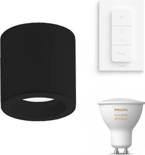 Acb iluminacion Vanduo opbouwspot - LED -  zwart - 1 lichtpunt - Incl. Philips Hue White Ambiance Gu10 & dimmer