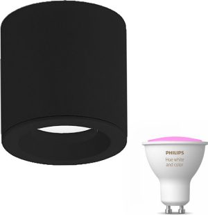 Acb iluminacion Vanduo opbouwspot - LED -  zwart - 1 lichtpunt - Incl. Philips Hue White & Color Ambiance Gu10