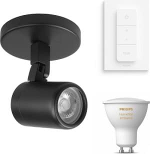 Highlight Rain opbouwspot - LED - zwart - 1 lichtpunt - Incl. Philips Hue White Ambiance Gu10 & dimmer