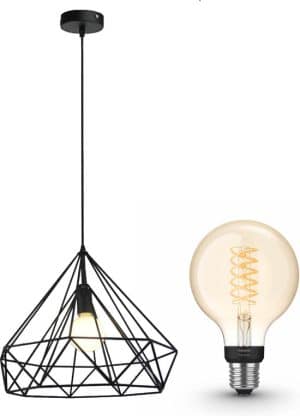 Jotaeme Arty hanglamp - LED - zwart - 1 lichtpunt - incl. Philips Hue White Filament Globe klein E27