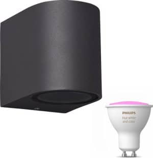 Mantra Kandachu wandlamp rond - antraciet - 1 lichtpunt - Incl. Philips Hue White & Color Ambiance Gu10 (geschikt voor buitengebruik)