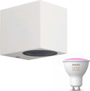 Mantra Kandachu wandlamp vierkant - wit - 1 lichtpunt - Incl. Philips Hue White & Color Ambiance Gu10 (geschikt voor buitengebruik)