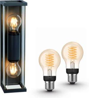 Mantra Meribel wandlamp - LED - donkergrijs - 2 lichtpunten - incl. Philips Hue White Filament standaardlamp E27
