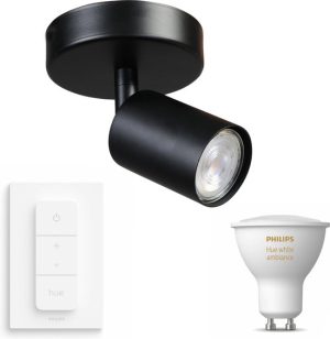 Masterlight Bounce opbouwspot - LED - zwart - 1 lichtpunt - Incl. Philips Hue White Ambiance Gu10 & dimmer