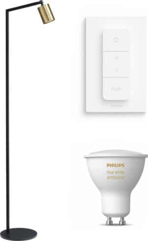 Masterlight Bounce vloerlamp - LED - zwart messing - 1 lichtpunt - Incl. Philips Hue White Ambiance Gu10 & dimmer