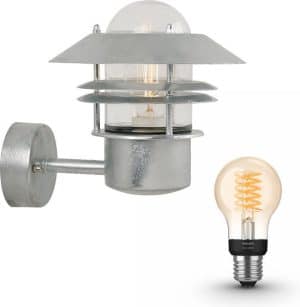 Nordlux Blokhus wandlamp - zink - 1 lichtpunt - incl. Philips Hue White Filament standaardlamp E27