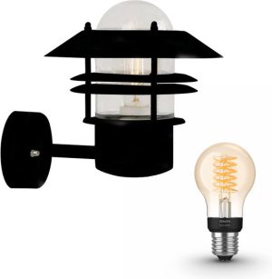 Nordlux Blokhus wandlamp - zwart - 1 lichtpunt - incl. Philips Hue White Filament standaardlamp E27