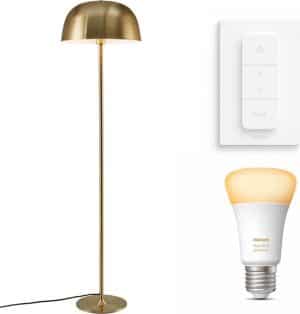Nordlux Cera vloerlamp - LED - goud - 1 lichtpunt - incl. Philips Hue White Ambiance E27 (1100lm) & dimmer