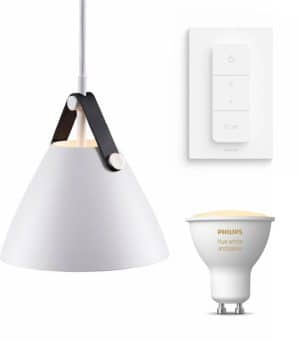 Nordlux Strap 16 hanglamp - LED -  wit - 1 lichtpunt - Incl. Philips Hue White Ambiance Gu10 & dimmer