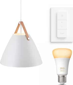 Nordlux Strap 36 hanglamp - LED -  wit - 1 lichtpunt - Incl. Philips Hue White Ambiance E27 & dimmer