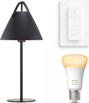 Nordlux Strap tafellamp  - zwart - 1 lichtpunt - Incl. Philips Hue White Ambiance E27 & dimmer