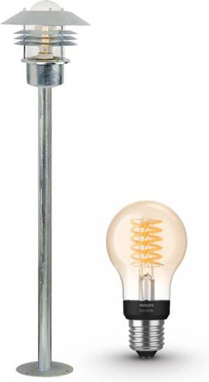 Nordlux Vejers vloerlamp - zink - 1 lichtpunt - incl. Philips Hue White Filament standaardlamp E27
