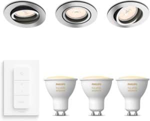 Philips Donegal Inbouwspots - 3 Lichtpunten - Chroom - Incl. Philips Hue White Ambiance Gu10 & dimmer
