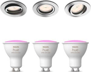 Philips Donegal Inbouwspots - 3 Lichtpunten - Chroom - Incl. Philips Hue White & Color Ambiance Gu10