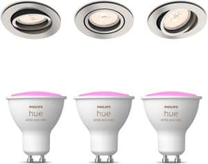 Philips Donegal Inbouwspots - 3 stuks -Nikkel - Incl. Philips Hue White & Color Ambiance Gu10