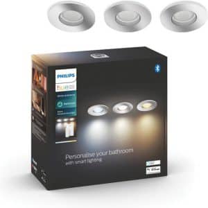 Philips Hue Adore recessed Inbouwspot Badkamer - White Ambiance - GU10 - Chroom -  3 x 5W - Bluetooth - incl. Dimmer Switch