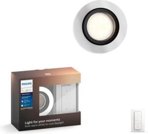 Philips Hue Milliskin recessed Inbouwspot Basis - White Ambiance - GU10 - Aluminium - 6W- Rond - incl. Dimmer Switch