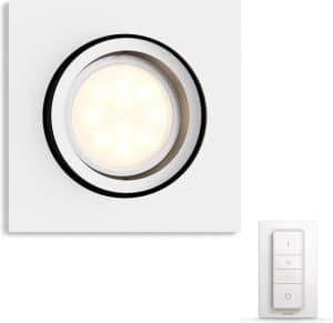 Philips Hue Milliskin recessed Inbouwspot basis - White Ambiance - GU10 - Wit - 6W - Vierkant - incl. Dimmr Switch