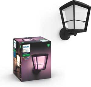 Philips Hue Outdoor Econic Uplight Wandlamp - White and Color Ambiance - Gëintegreerd LED - Zwart - 15W - IP44