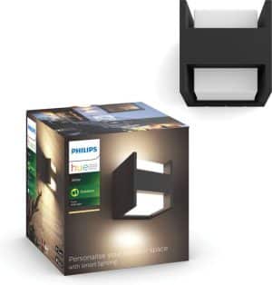 Philips Hue Outdoor Fuzo muurlamp - White - zwart - smal - gesloten - IP44