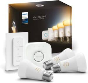 Philips Hue Starterspakket E27 Lichtbron met Bridge en Dimmer Switch - White Ambiance - 3 x 9W - Bluetooth