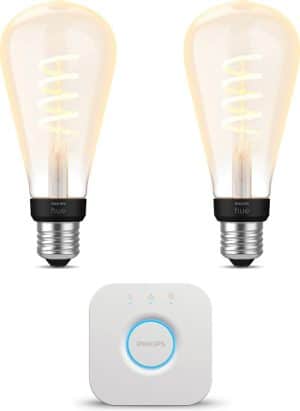 Philips Hue Starterspakket - White Ambiance - Filament Edison groot - E27 - 2 lampen - Bridge