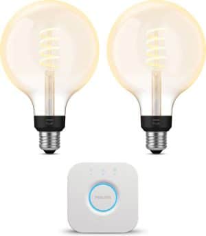 Philips Hue Starterspakket - White Ambiance - Filament Globe groot - E27 - 2 lampen - Bridge