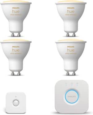 Philips Hue Starterspakket - White Ambiance - GU10 - 4 lampen - Bewegingssensor binnen - Bridge