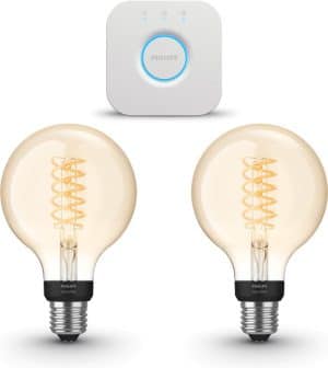 Philips Hue Starterspakket - White - Filament Globe Klein (G93) - E27 - 2 lampen - 1 bridge