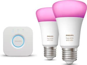 Philips Hue Starterspakket - White and Color Ambiance - E27 - 1100lm - 2 lampen - 1 bridge