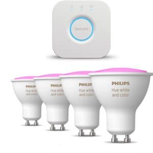 Philips Hue Starterspakket - White and Color Ambiance - GU10 - 4 Lampen - 1 Bridge