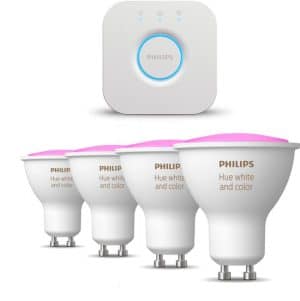 Philips Hue Starterspakket - White and Color Ambiance - GU10 - 4 Lampen - 1 Bridge