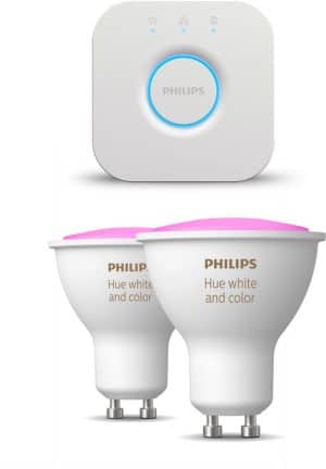 Philips Hue Starterspakket - White and Color Ambiance - Gu10 - 2 lampen - 1 bridge