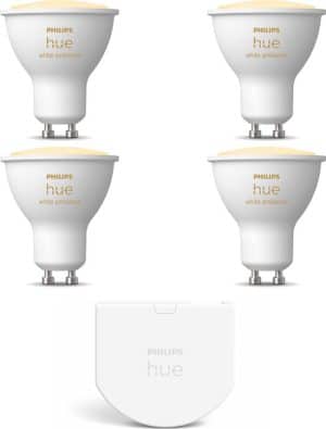 Philips Hue Uitbreidingspakket - White Ambiance - GU10 - 4 lampen - Wall switch