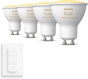 Philips Hue Uitbreidingspakket - White Ambiance - GU10 - 4 lampen inclusief dimmer switch