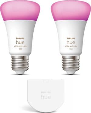 Philips Hue Uitbreidingspakket - White and Color Ambiance - E27 - 2 lampen - Wall switch