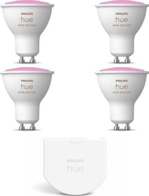 Philips Hue Uitbreidingspakket - White and Color Ambiance - GU10 - 4 lampen - Wall switch