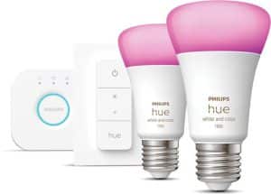 Philips Hue White and Color Ambiance starterkit E27 11W 1100lm 2000K-6500K + 16 ...