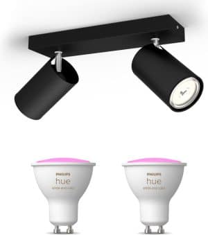 Philips myLiving KOSIPO Opbouwspot - zwart - 2 lichtpunten - Incl. Philips Hue White & Color Ambiance Gu10