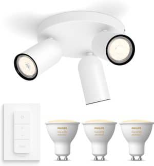 Philips myLiving Pongee Opbouwspot - wit- 3 lichtpunten - Incl. Philips Hue White Ambiance Gu10 & dimmer