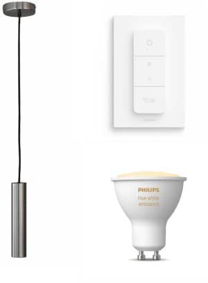 Ztahl Salerno hanglamp - LED - mat chroom - 1 lichtpunt - Incl. Philips Hue White Ambiance Gu10 & dimmer