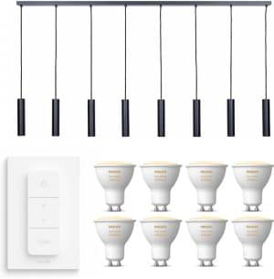 Ztahl Salerno hanglamp - LED - zwart - 8 lichtpunten - Incl. Philips Hue White Ambiance Gu10 & dimmer